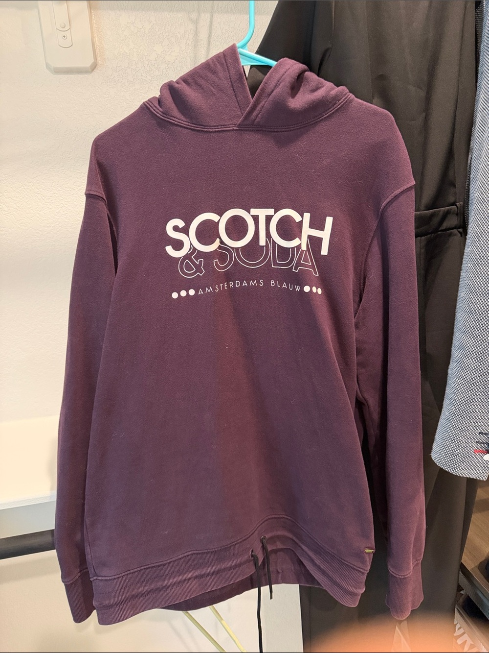 Scotch & Soda Plum Logo Hoodie with White Chest Print